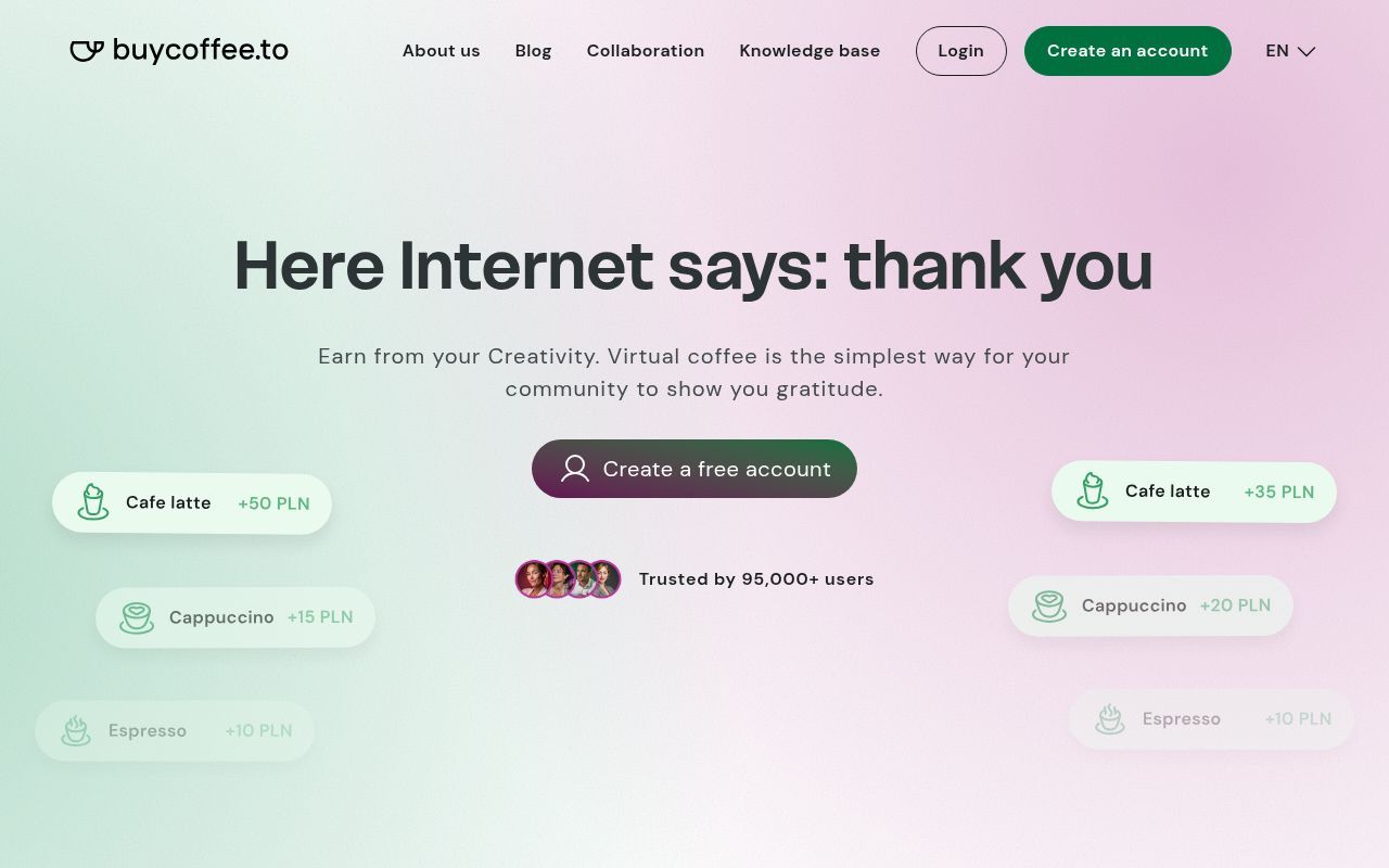 Homepage screenshot of buycoffee.to