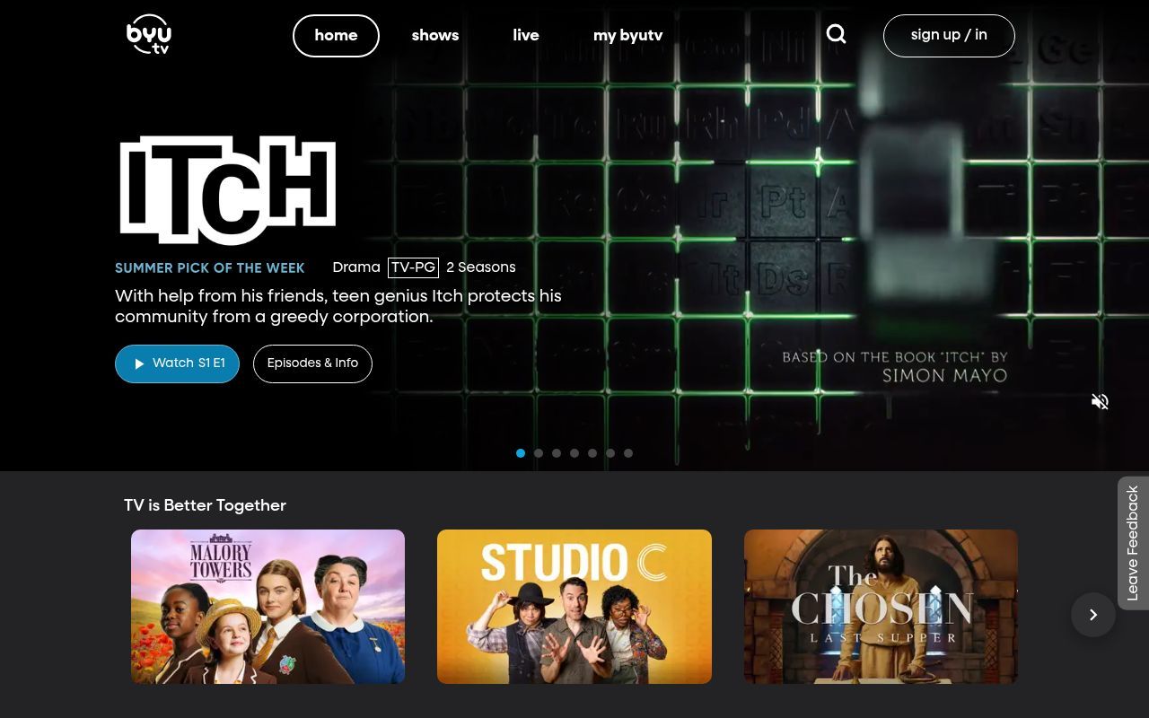 Homepage screenshot of byutv.org