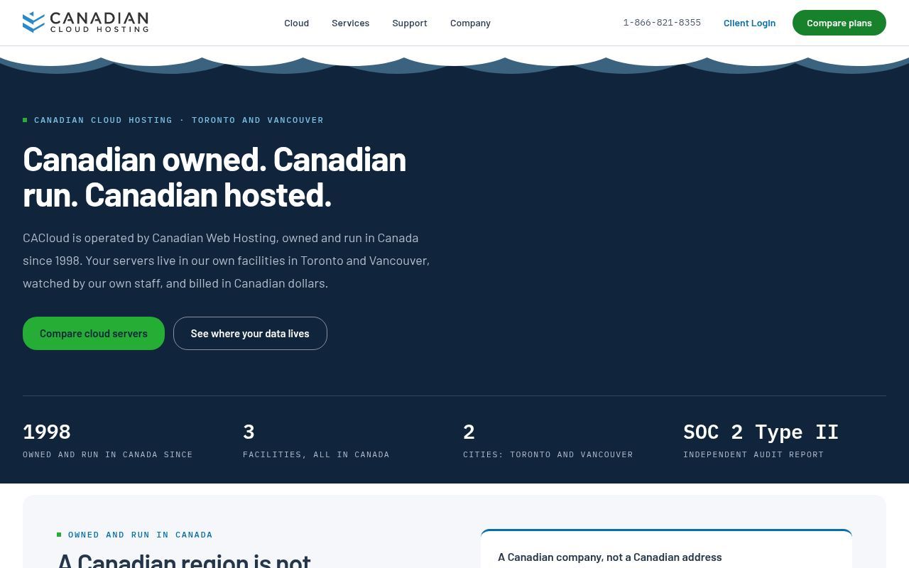 Homepage screenshot of cacloud.com