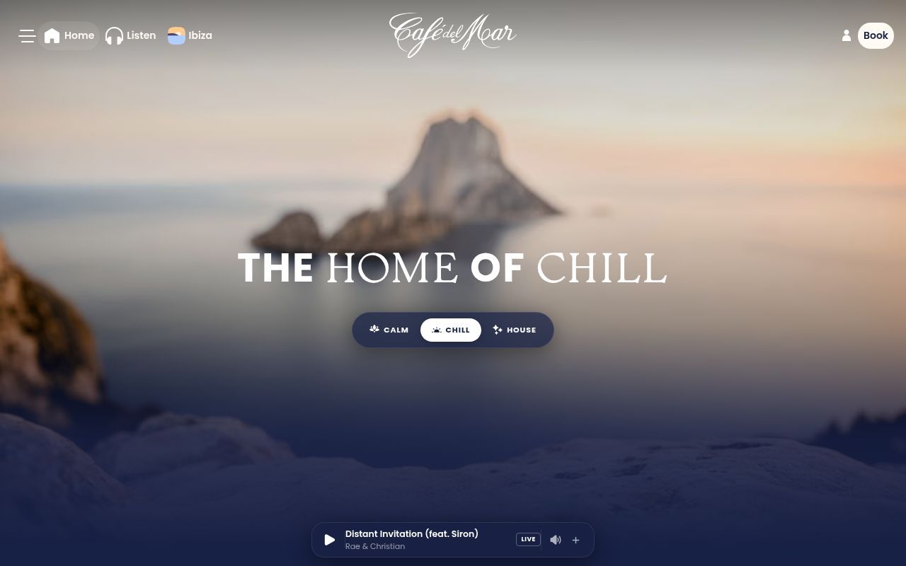 Homepage screenshot of cafedelmar.com