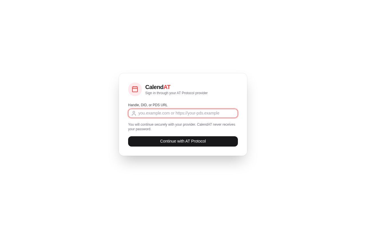 Homepage screenshot of calend.at