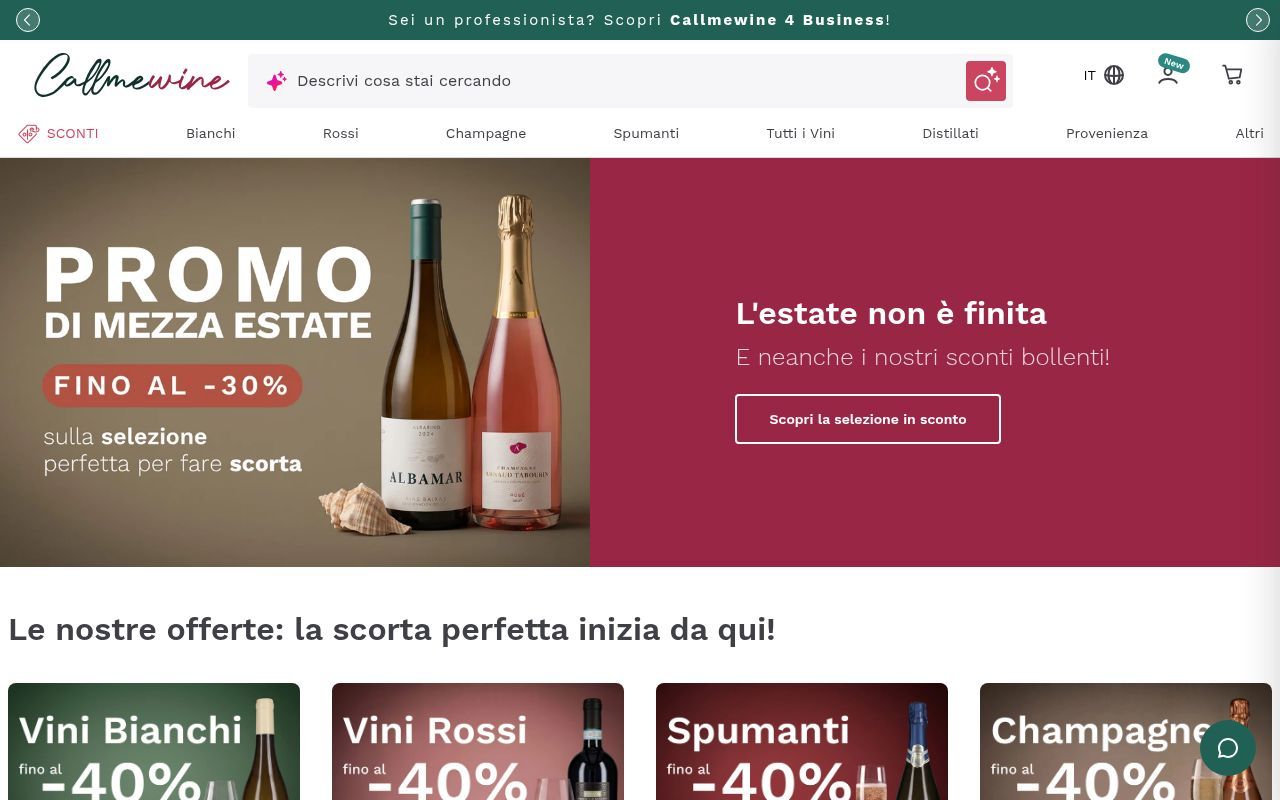 Homepage screenshot of callmewine.com