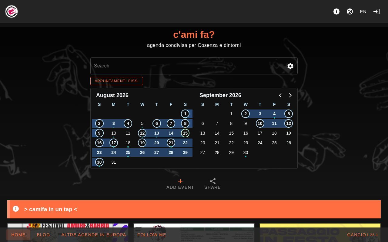 Homepage screenshot of camifa.net