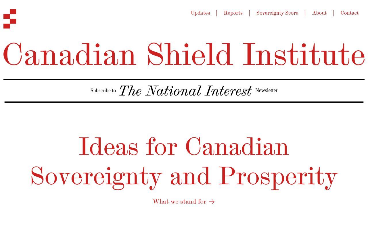 Homepage screenshot of canadianshieldinstitute.ca
