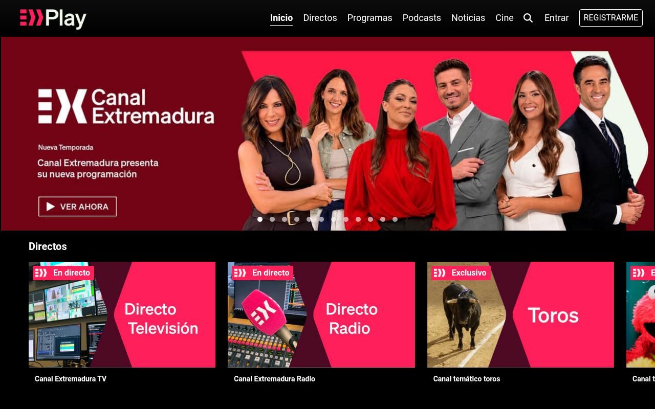 Homepage screenshot of canalextremadura.app