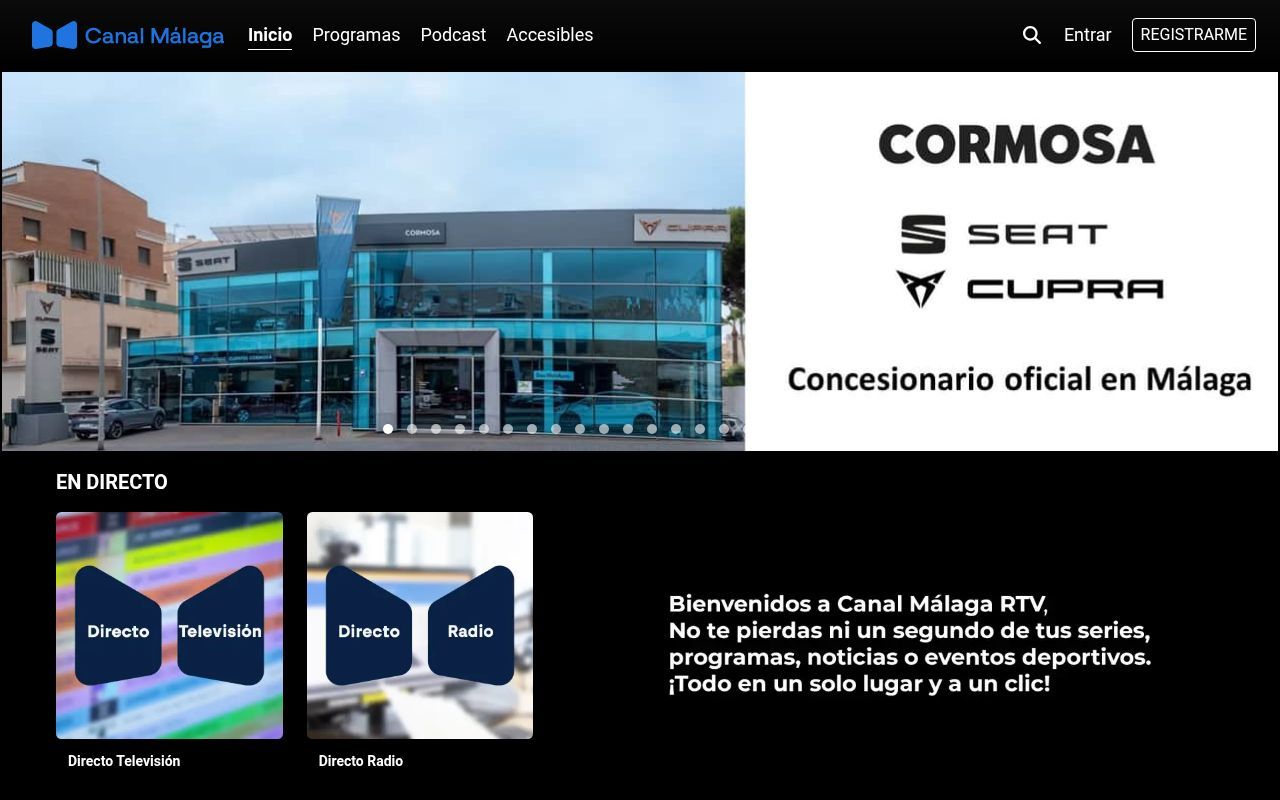 Homepage screenshot of canalmalaga.es