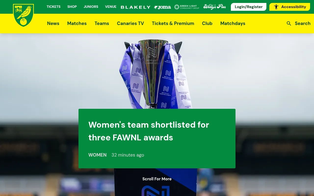 Homepage screenshot of canaries.co.uk