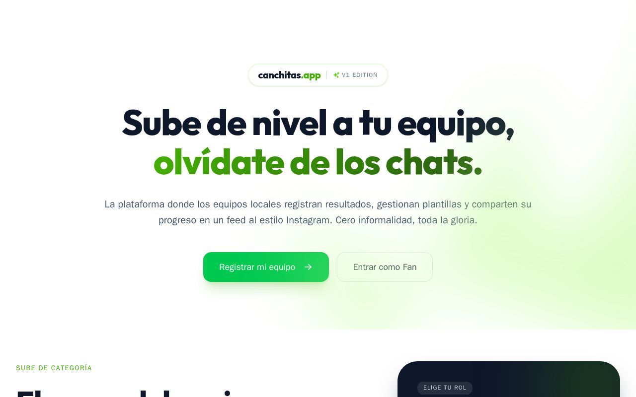 Homepage screenshot of canchitas.app