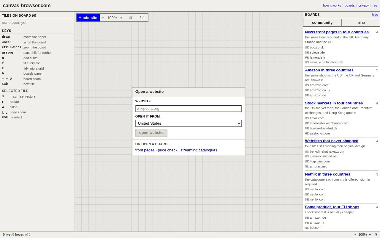 Homepage screenshot of canvas-browser.com