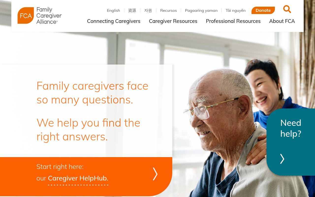 Homepage screenshot of caregiver.org