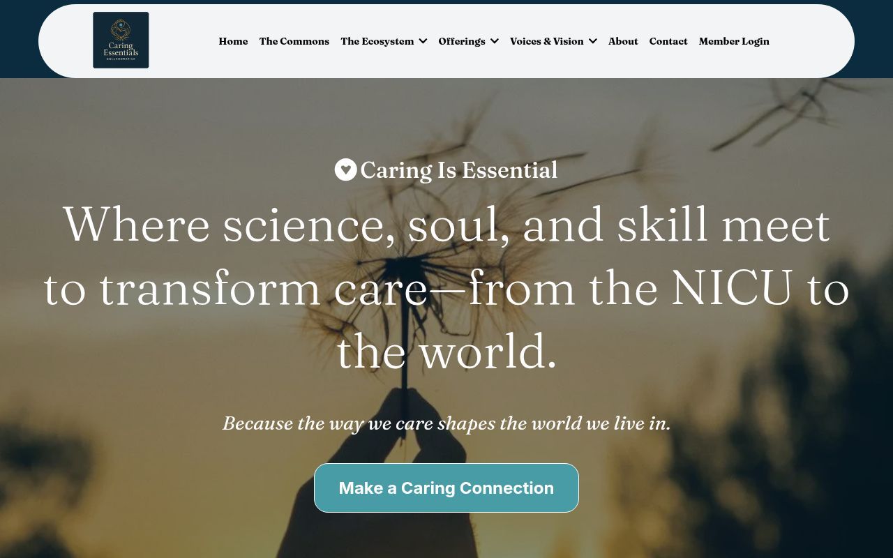 Homepage screenshot of caringessentials.net