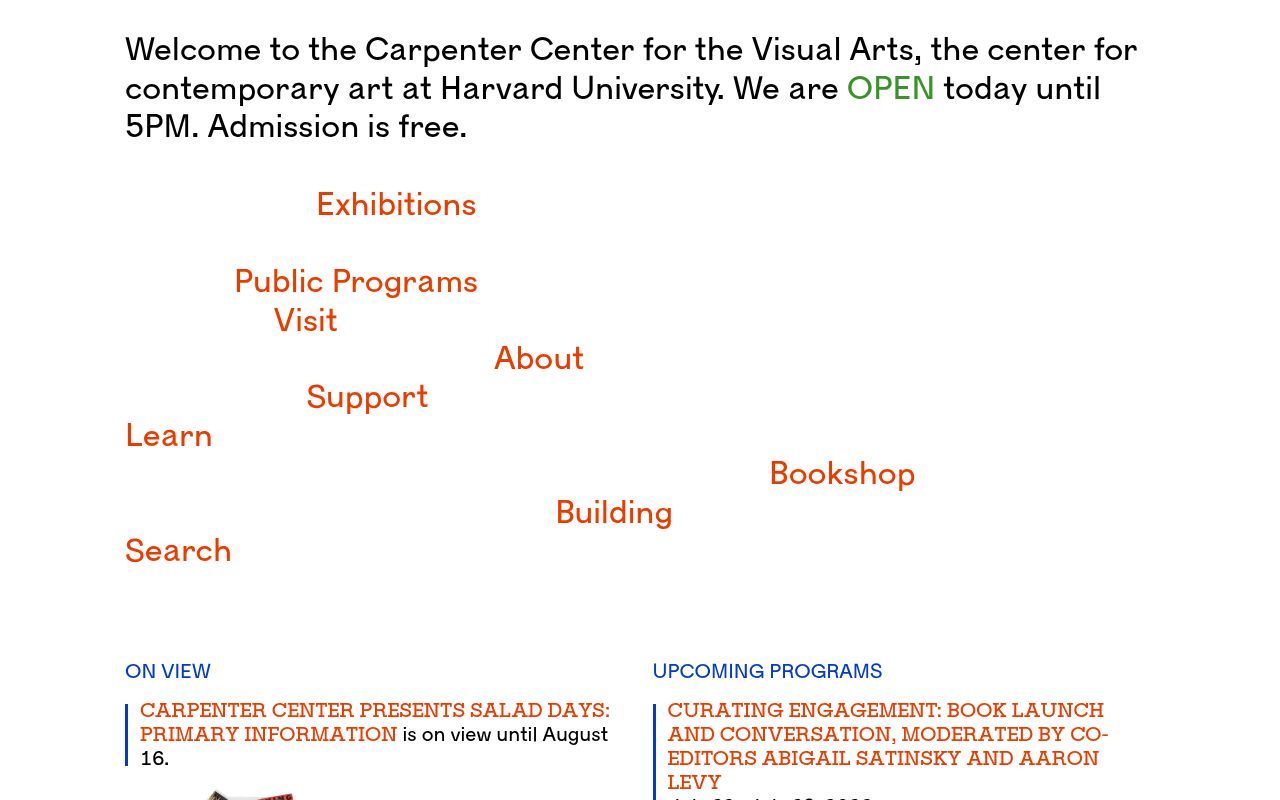 Homepage screenshot of carpenter.center