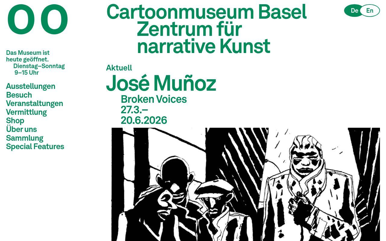 Homepage screenshot of cartoonmuseum.ch