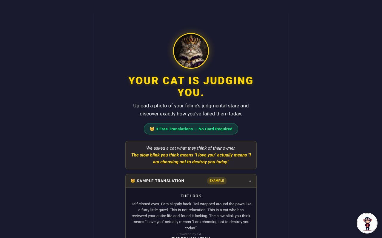 Homepage screenshot of cat-tude.lazyent.com