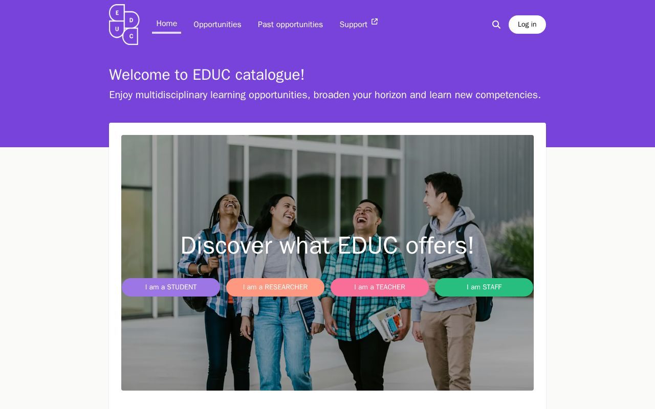 Homepage screenshot of catalogue.educalliance.eu