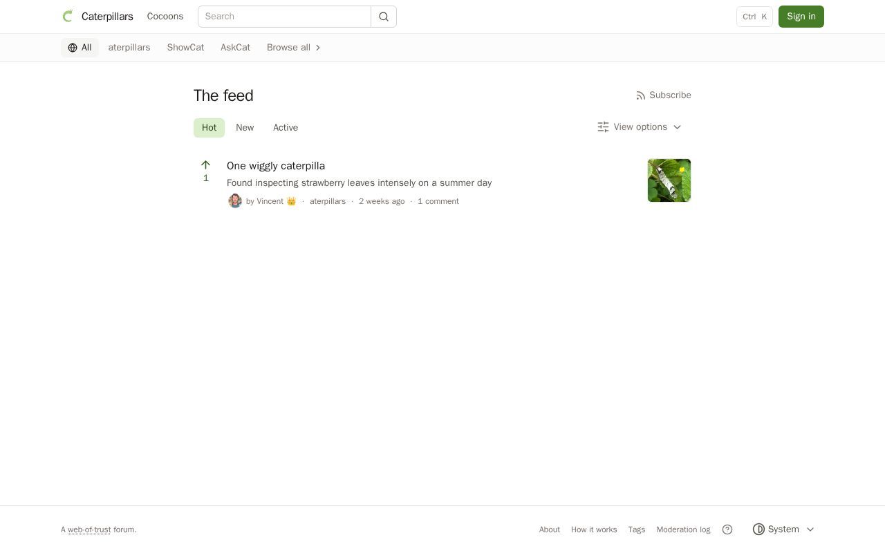 Homepage screenshot of caterpilla.rs