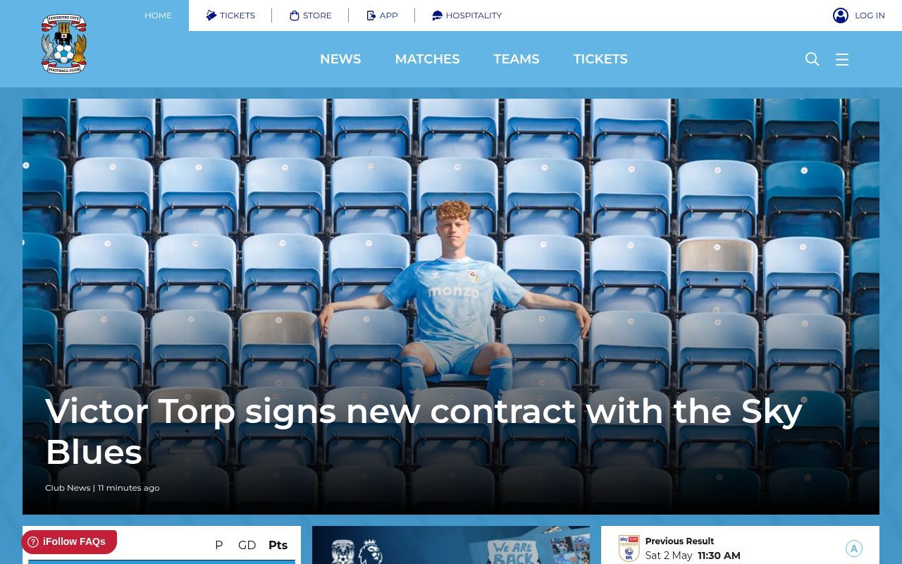 Homepage screenshot of ccfc.co.uk