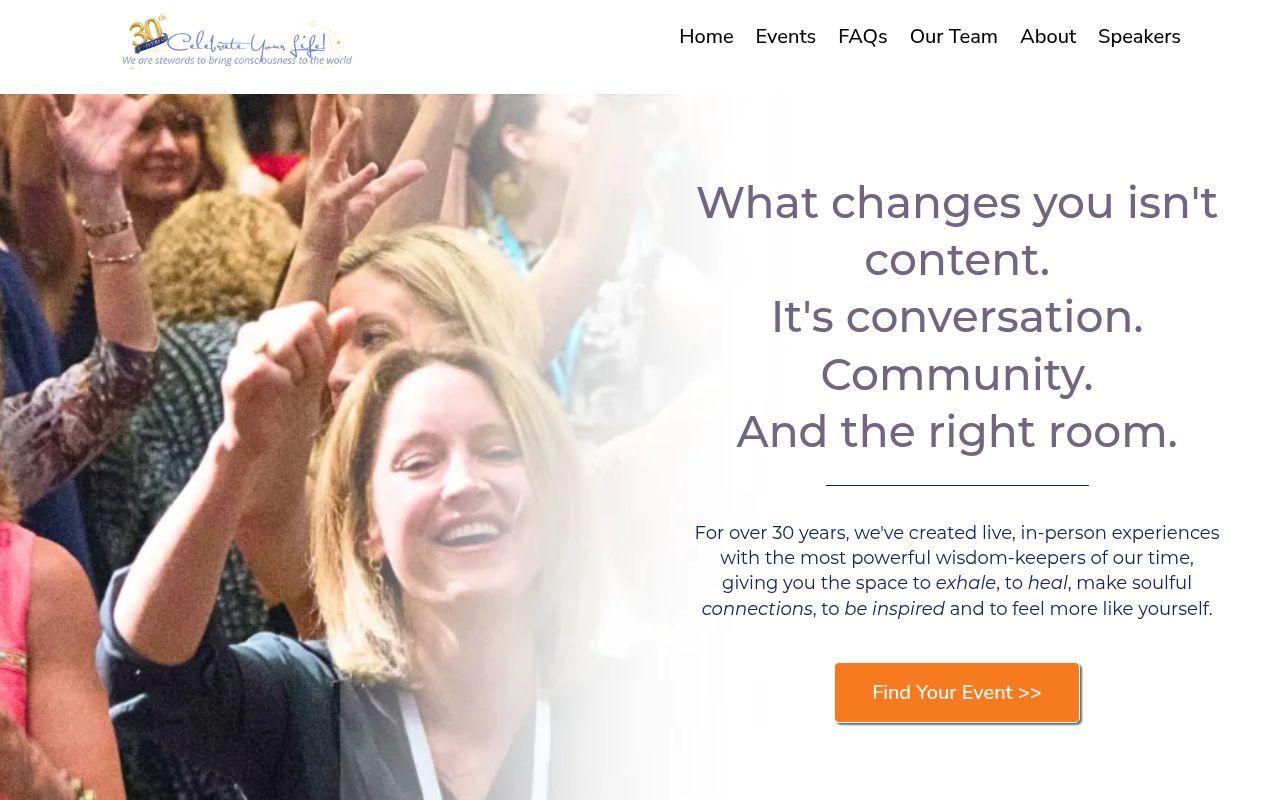 Homepage screenshot of celebrateyourlife.com