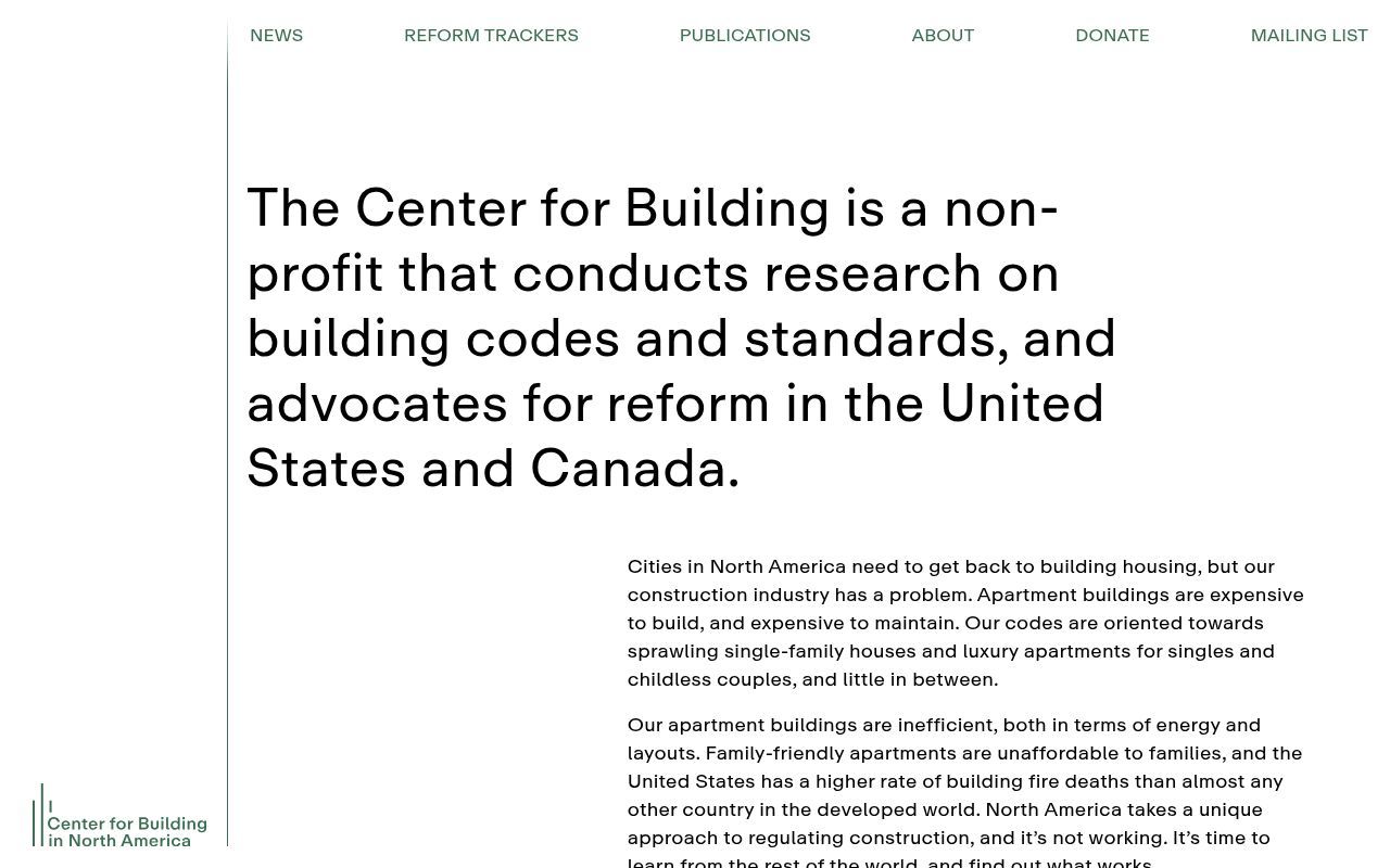 Homepage screenshot of centerforbuilding.org