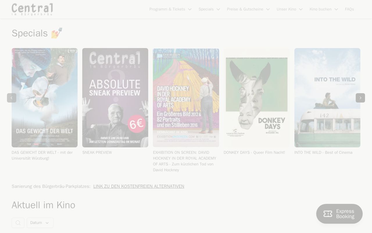 Homepage screenshot of central-bb.de