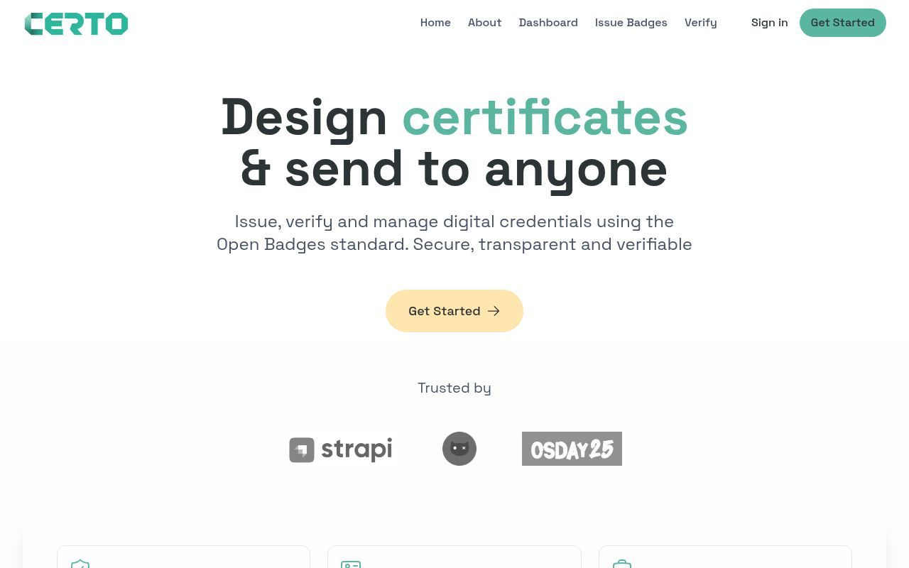 Homepage screenshot of certo.schroedinger-hat.org