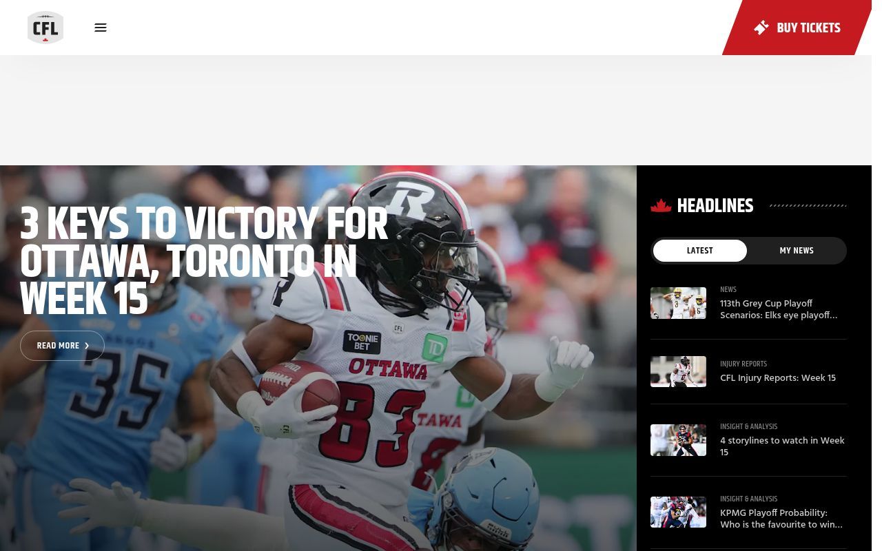 Homepage screenshot of cfl.prod.s.cfl.ca