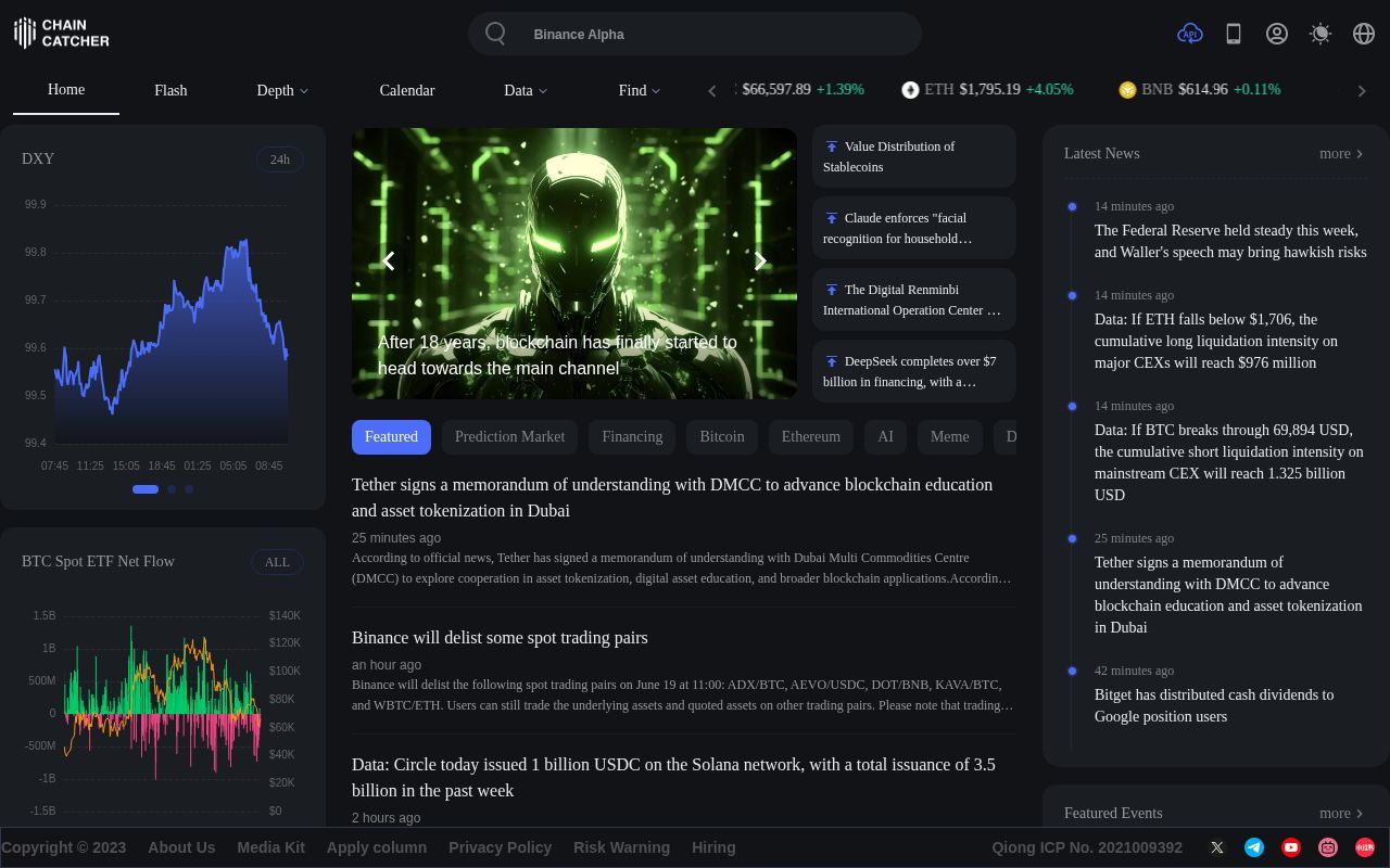 Homepage screenshot of chaincatcher.com