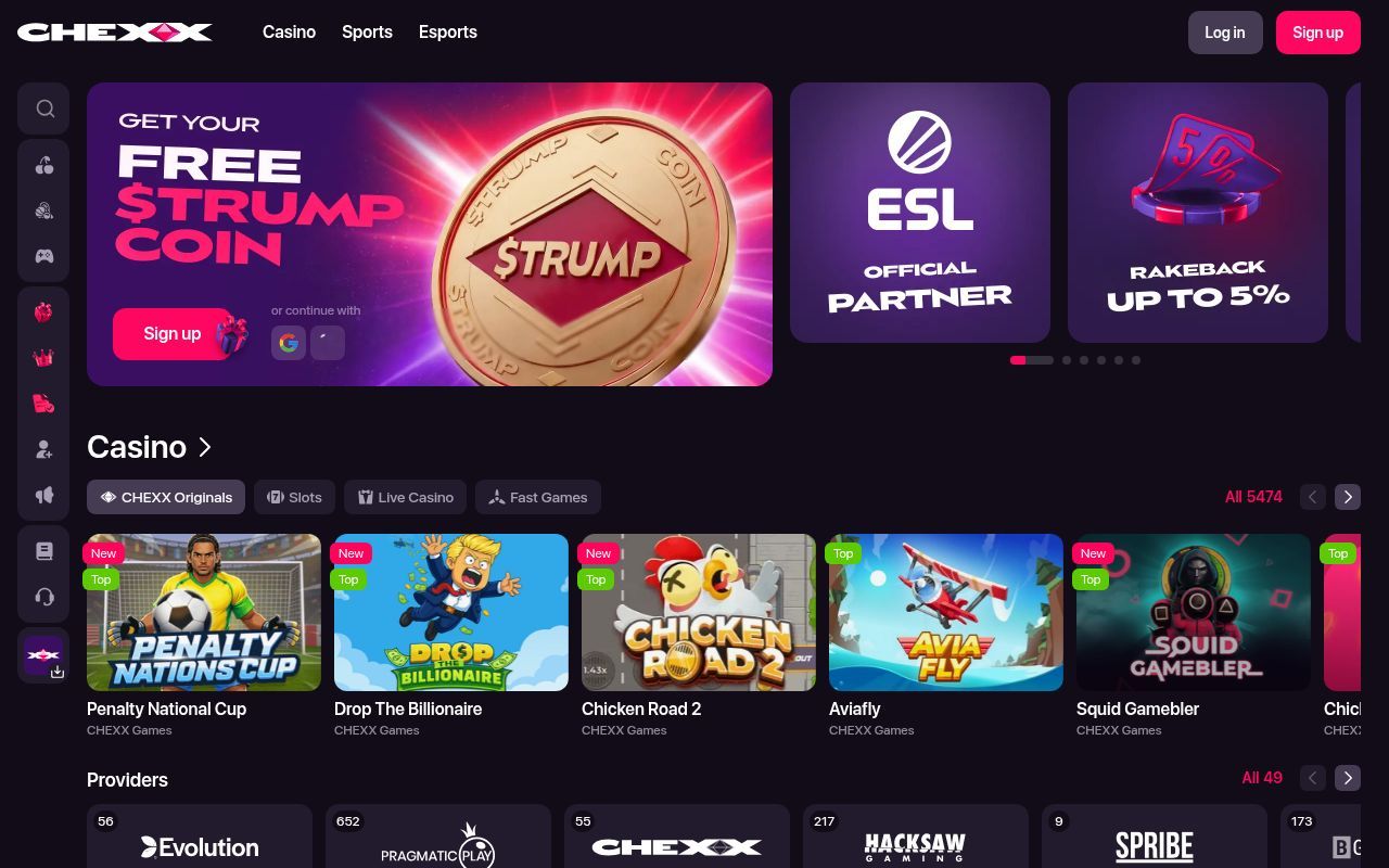 Homepage screenshot of chexx.bet