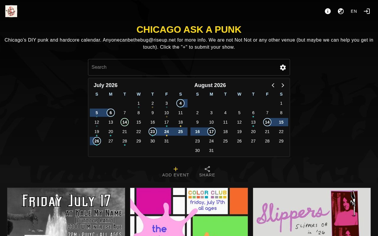 Homepage screenshot of chicago.askapunk.net
