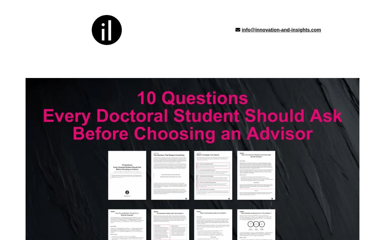 Homepage screenshot of choosing-a-doctoral-advisor.innovation-and-insights.com