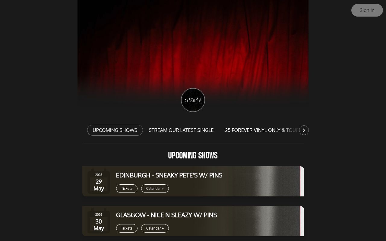 Homepage screenshot of chroma.os.fan