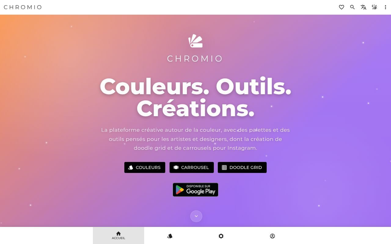 Homepage screenshot of chromio.app