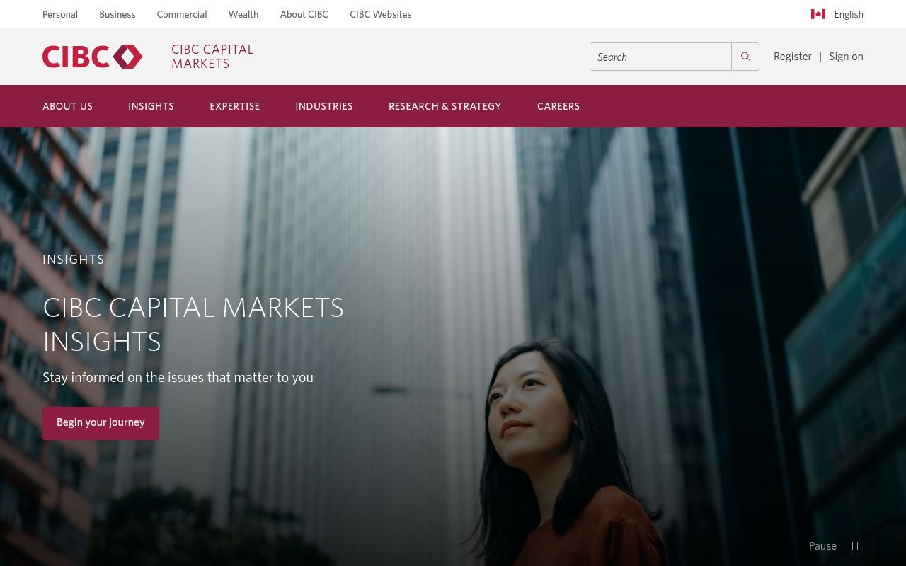 Homepage screenshot of cibccm.com