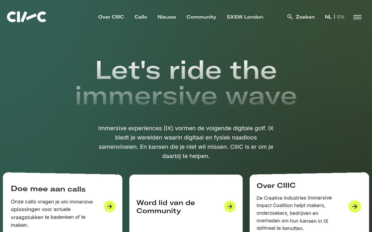 Homepage screenshot of ciiic.nl