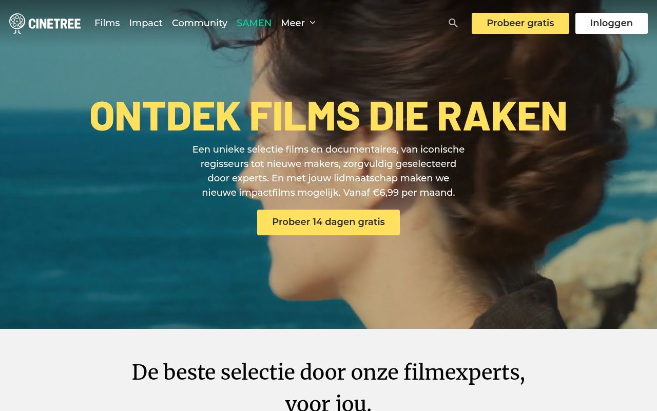 Homepage screenshot of cinetree.nl