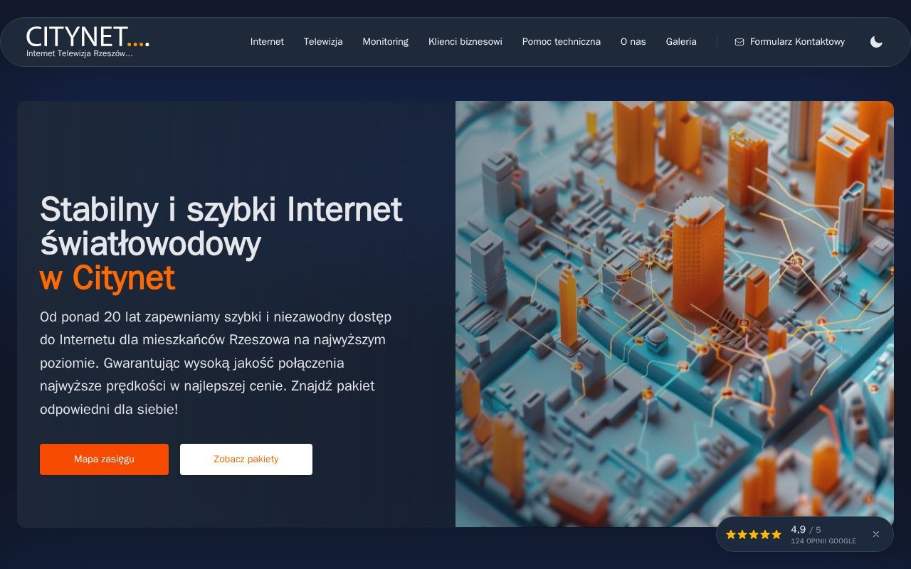 Homepage screenshot of citynet.rzeszow.pl