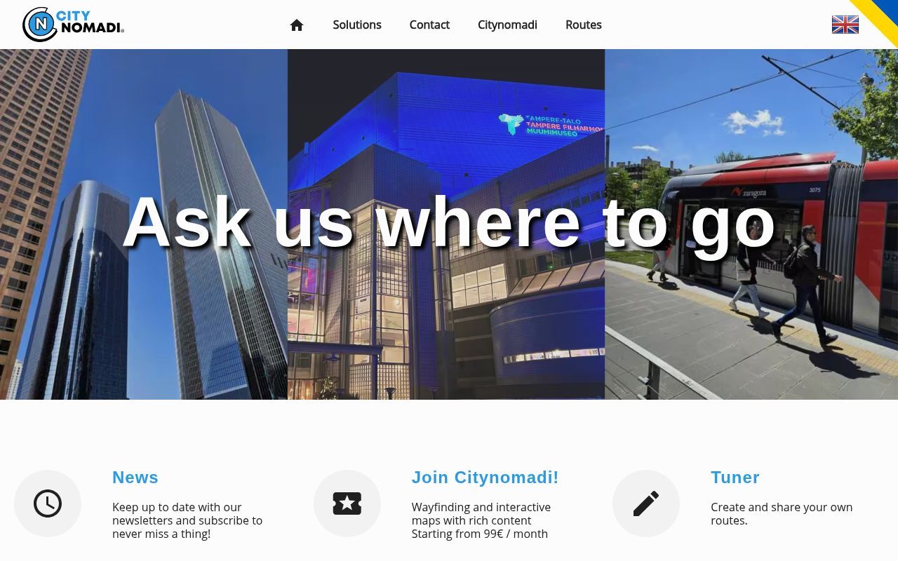 Homepage screenshot of citynomadi.com