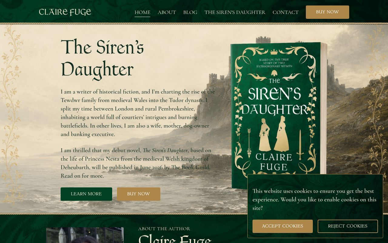 Homepage screenshot of clairefuge.com