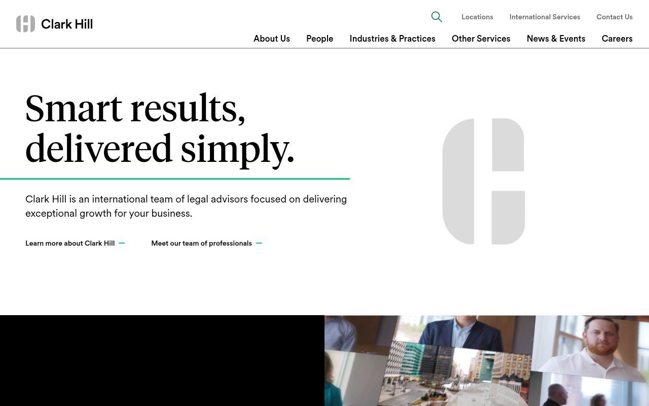 Homepage screenshot of clarkhill.com