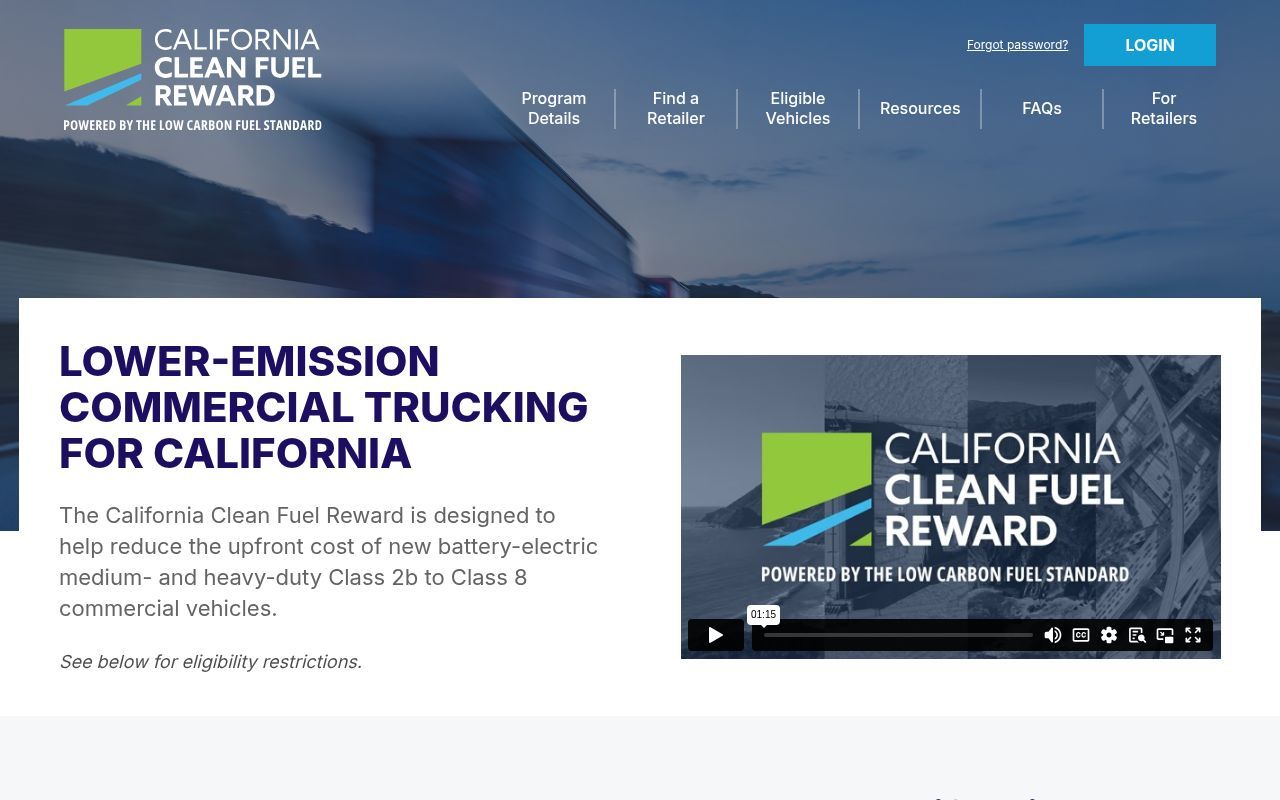 Homepage screenshot of cleanfuelreward.com