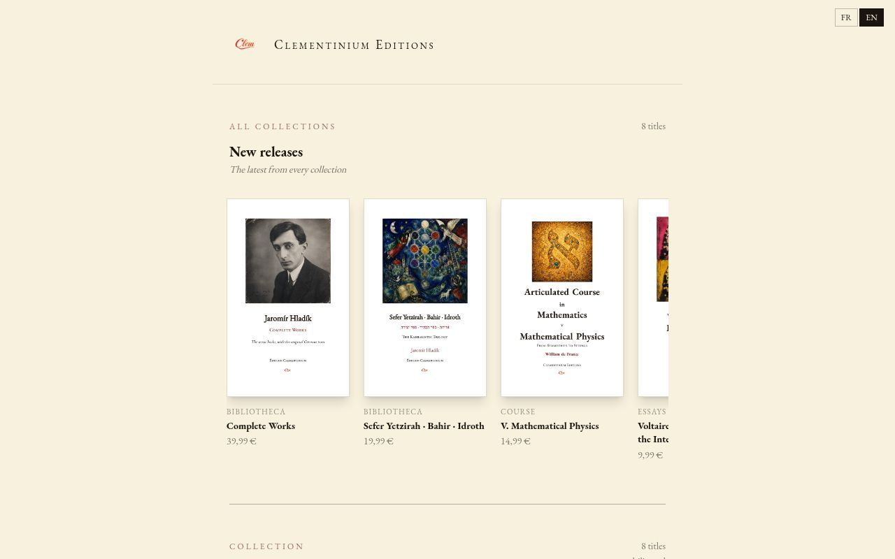Homepage screenshot of clementinium.com
