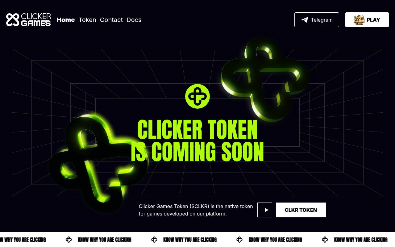 Homepage screenshot of clicker.games