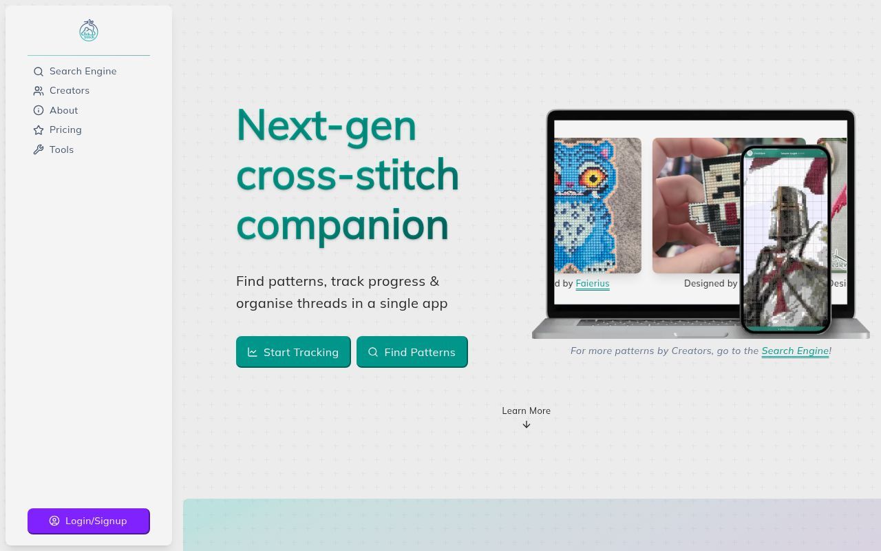 Homepage screenshot of clickstitch.app