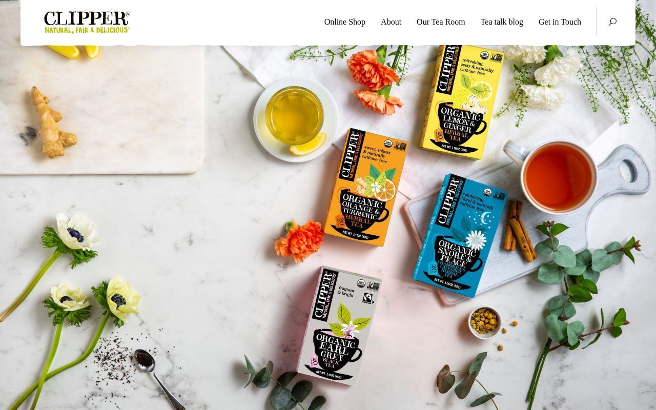 Homepage screenshot of clipper-teas.us