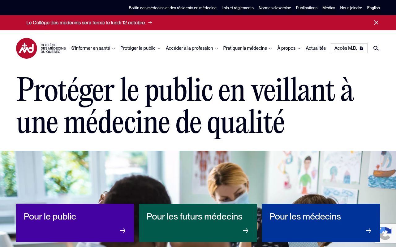 Homepage screenshot of cmq.org