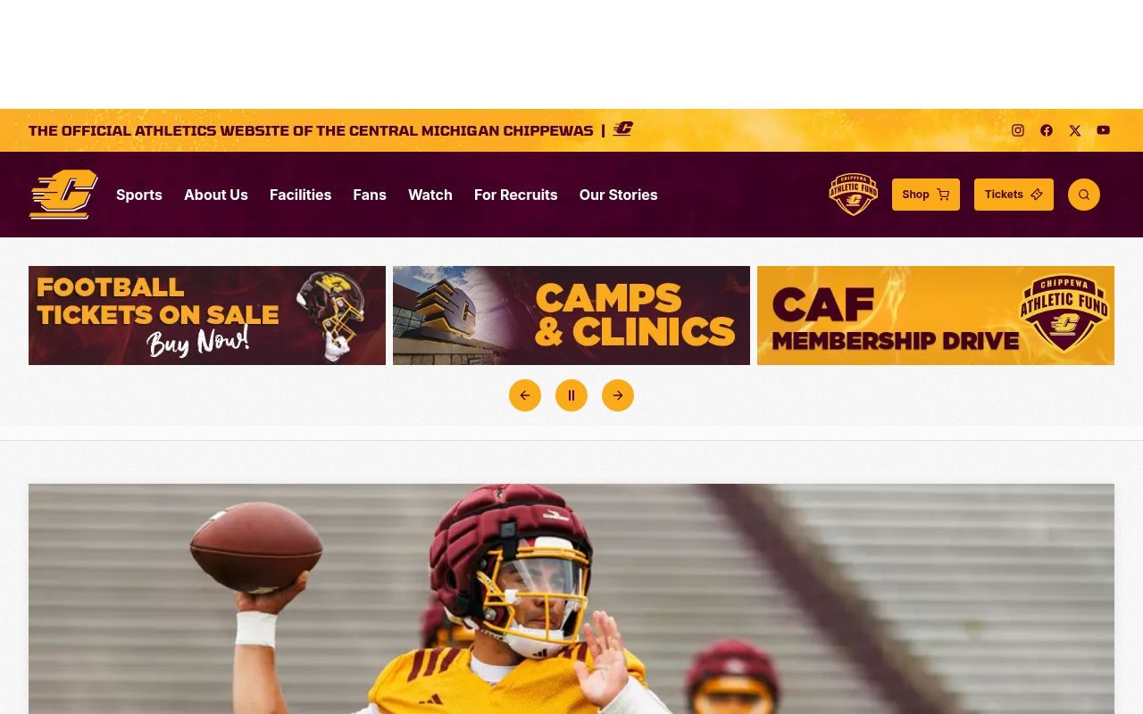 Homepage screenshot of cmuchippewas.com