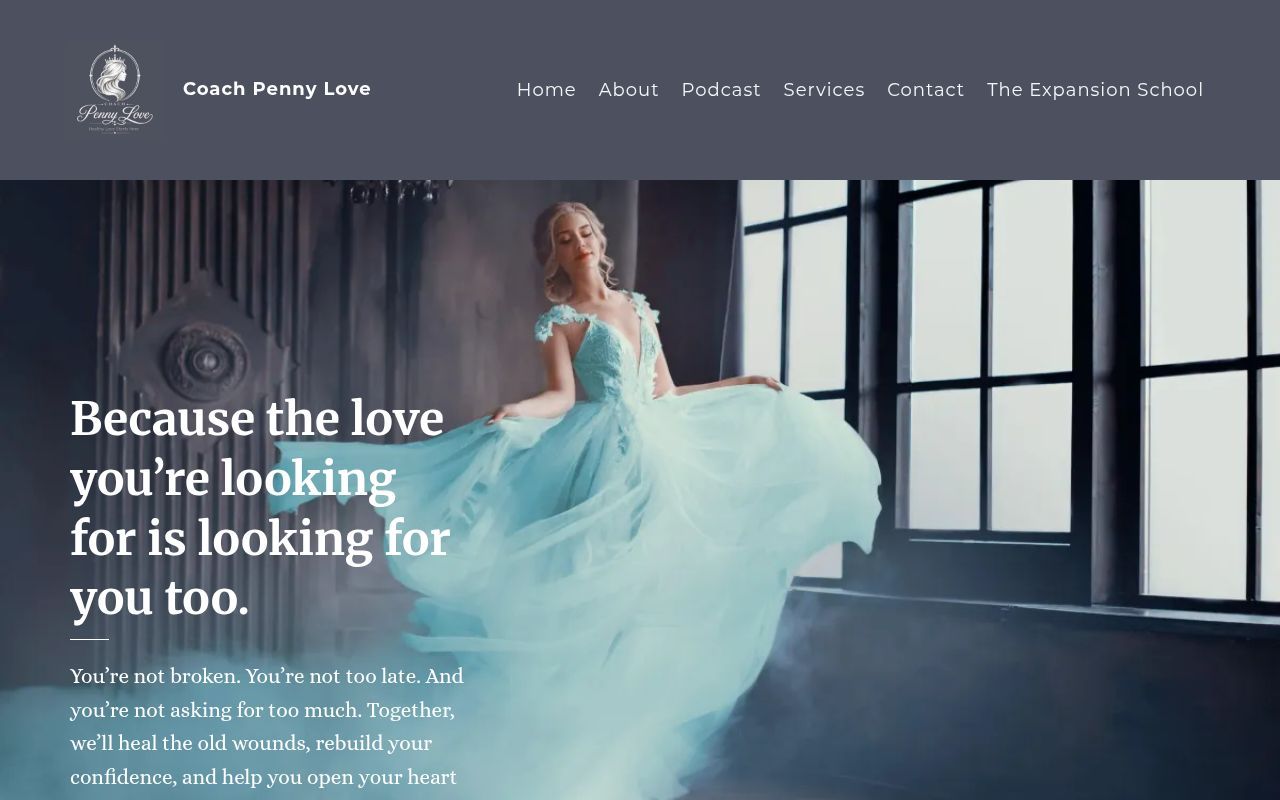 Homepage screenshot of coachpennylove.com