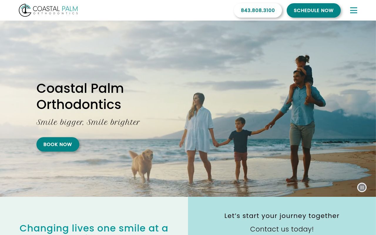 Homepage screenshot of coastalpalmortho.com