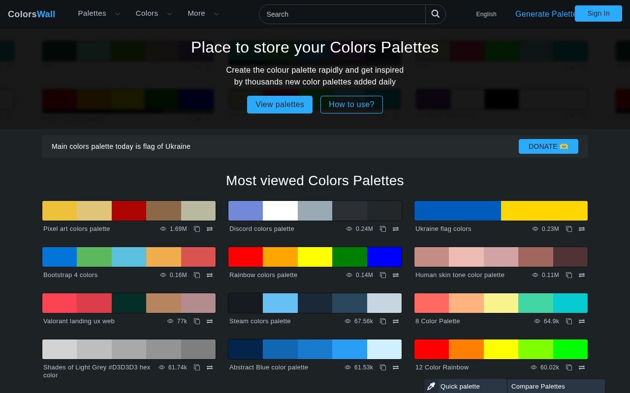 Homepage screenshot of colorswall.com