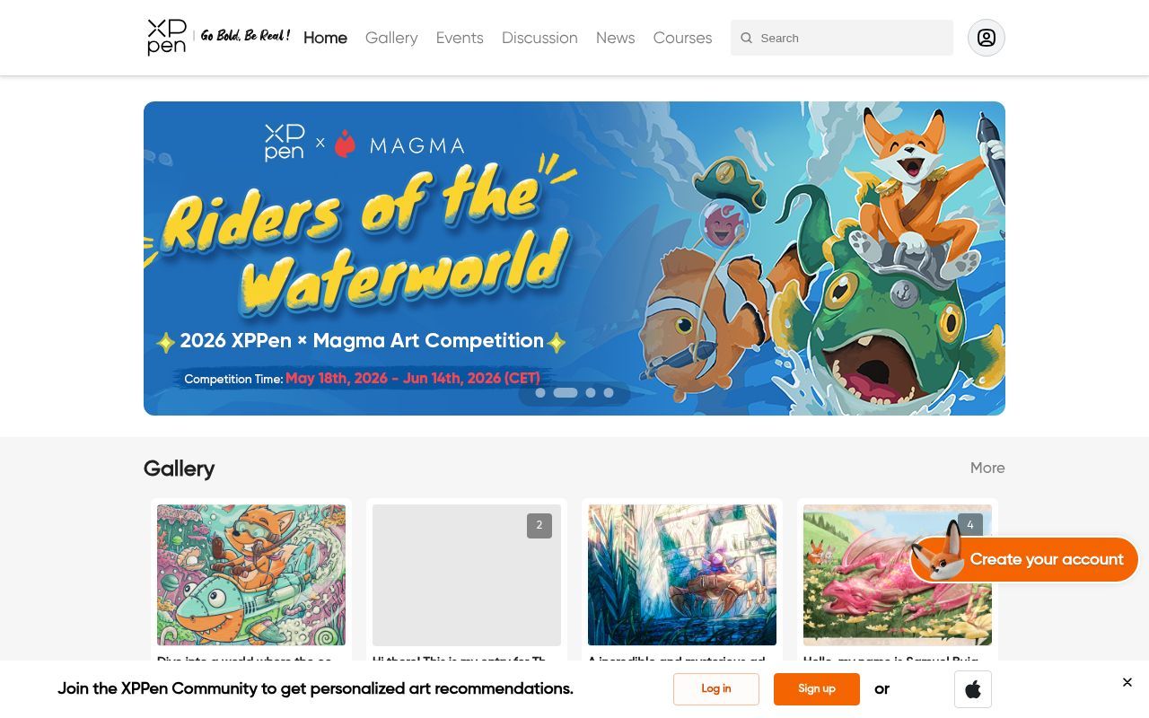 Homepage screenshot of community.xp-pen.com